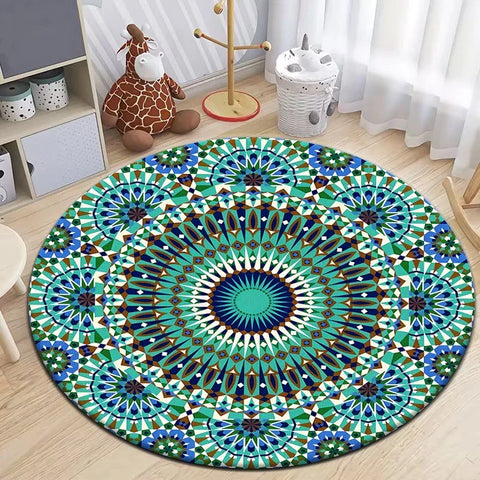 Navak Carpet Moroccan Style Printed Round Carpet for Living Room Area Rugs Camping Picnic Mats Anti-Slip Rug Yoga Mat Doormat Floor Mat