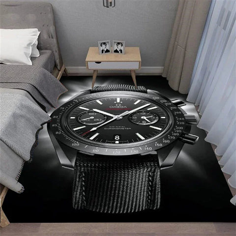 Navak Carpet Multi-functional O-OMEGA Dial Crown Watch Pointer Pattern Living Room Bedroom Sofa Decoration Carpet Floor Mat Rugs