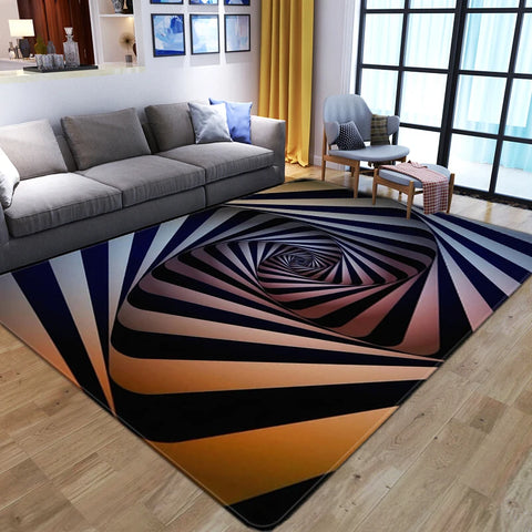 Navak Carpet 3D Vortex Illusion Carpet Entrance Door Floor Mat Abstract Geometric Optical Doormat Non-slip Floor Mat Living Room Decor Rug