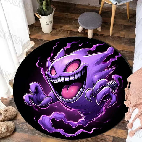Navak Carpet Daily Picks Pokémon Gengar Printed Round Rug for Bedroom Game Cartoon Living Room Carpet Sofa Coffee Table Doormat Picnic Floor Mat