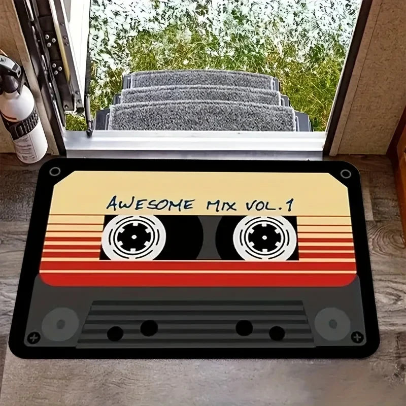 Navak Carpet 3D Cassette Music Tape Door Mat Flannel Carpet for Bathroom Non-slip Toilet Floor Mats Home Entrance Retro Decor Rugs