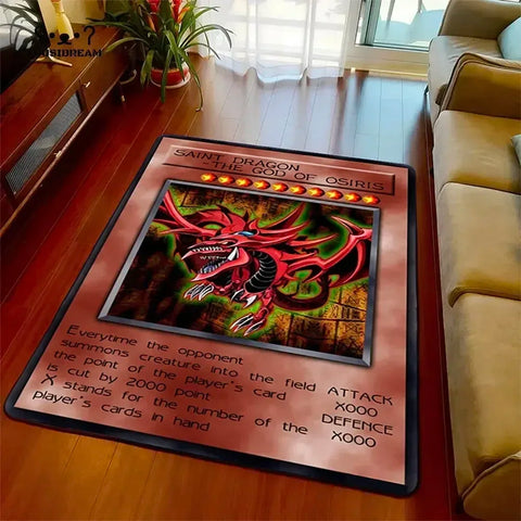 Navak Carpet Yu-Gi-Oh Blue Eyes White Dragon Anime Carpet Cartoon Floor Mat for Living Room and Bedroom Decorative Area Rug Perfect Gift