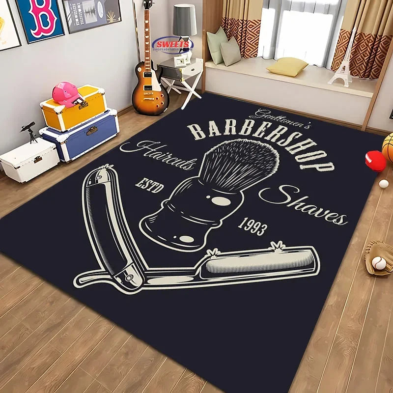 Navak Carpet Barber Shop sign Pattern Carpet,Living Room and Bedroom Household Items,Children's Room Sofa Mats, Doormat Floor  Anti-slip Rug
