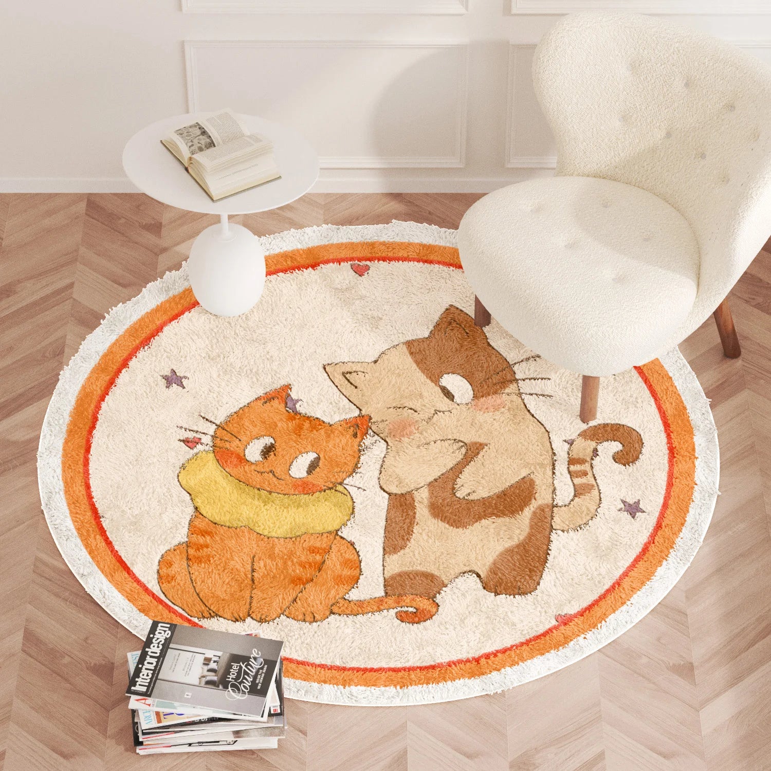 Navak Carpet Cartoon Style Bedroom Decor Carpet Cute Round Carpets for Living Room Thicken Plush Children's Rug Fluffy Soft Bedside Floor Mat
