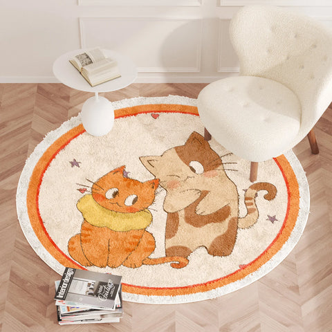 Navak Carpet Cartoon Style Bedroom Decor Carpet Cute Round Carpets for Living Room Thicken Plush Children's Rug Fluffy Soft Bedside Floor Mat