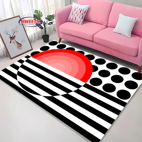 Navak Carpet 3D HD Nordic Style Minimalist Geometric Pattern Carpet for Living Room Bedroom Anti-slip Rug Sofa Doormat Home Decor Durable Mat