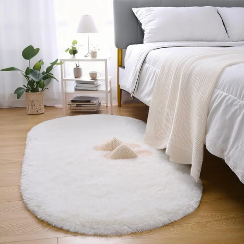 Navak Carpet Fluffy Plush Carpet Ellipse for Children’S Bedroom Living Room Sofa Area Rugs Balcony Soft Silky Carpet Girl Room Home Decor
