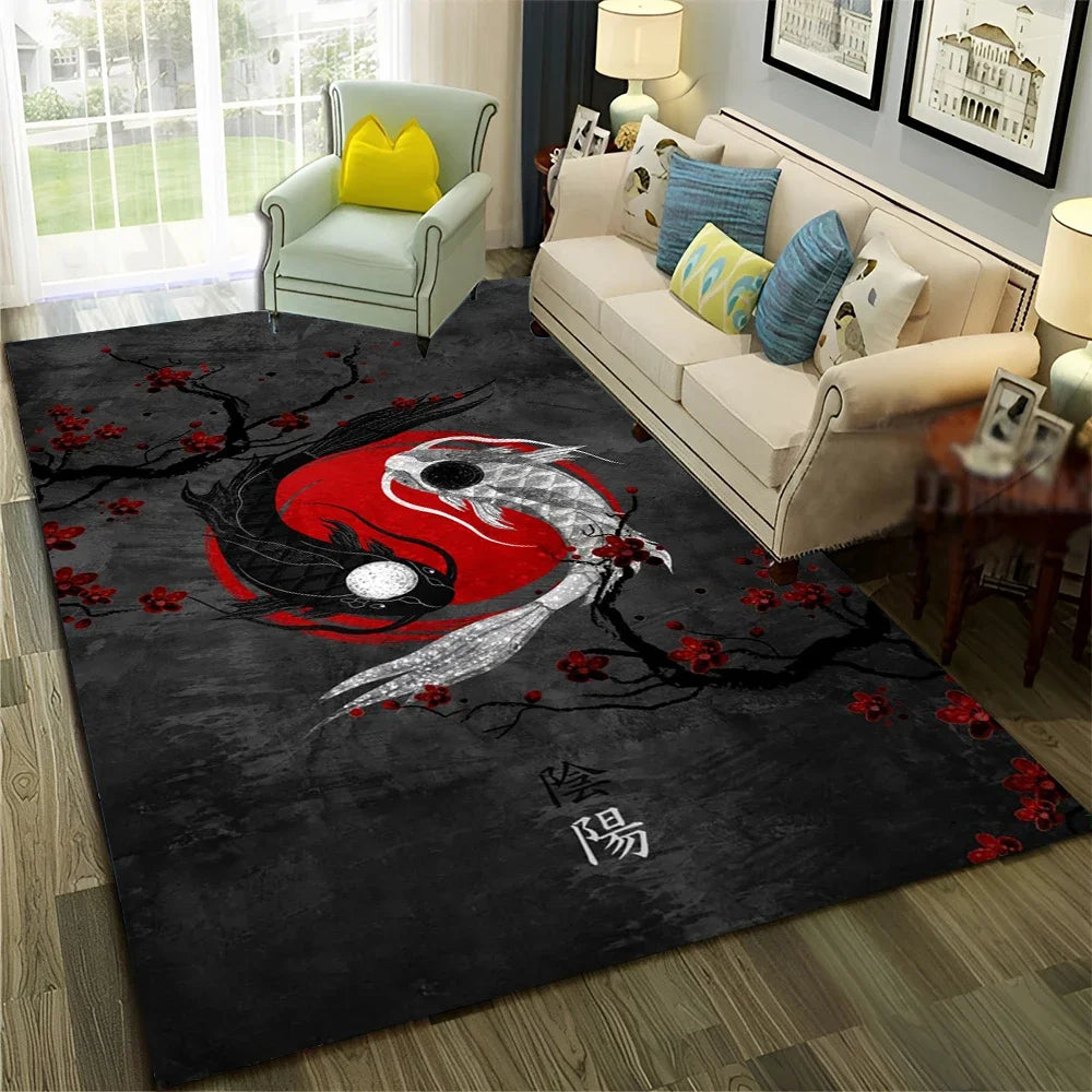 Navak Carpet Chinese 3D Tai Chi Bagua Yin Yang  Carpet Rug for Home Living Room Bedroom Sofa Doormat Decor,Child Area Rug Non-slip Floor Mat