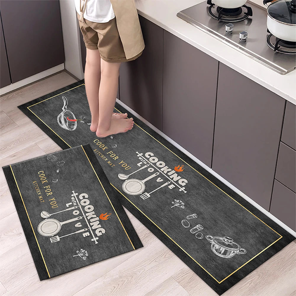Navak Carpet Polyster Waterproof Oilproof Kitchen Mat Printed Antislip Bath Mat Soft Bedroom Floor Mat Living Room Carpet Doormat Kitchen Rug