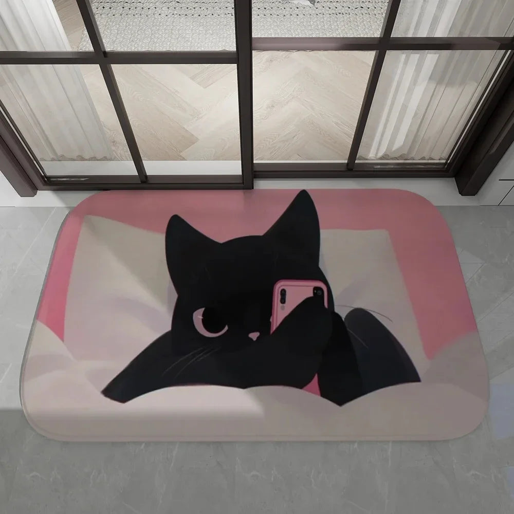 Navak Carpet Daily Picks Disney Dark Cat Welcome Madafakas Floor Mat Entrance Door Mat Rectangle Home Soft Badmat Front Door Indoor Outdoor Mat
