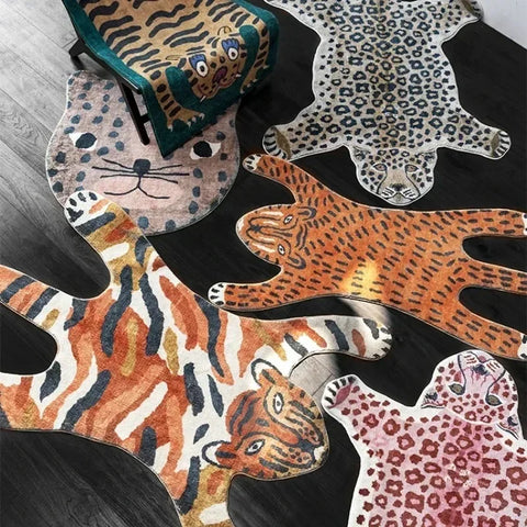 Navak Carpet Carpet for Living Room Tiger Leopard Print Plush Bedroom Bedside Mats Home Decoration Cartoon Fluffy Rugs Ковер Tapis Tapete 러그