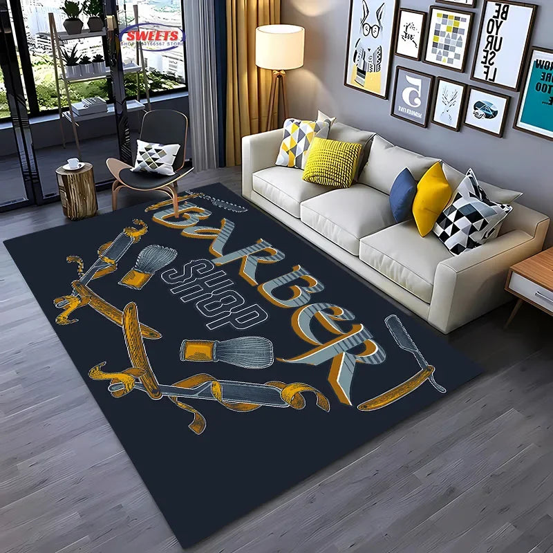Navak Carpet Barber Shop sign Pattern Carpet,Living Room and Bedroom Household Items,Children's Room Sofa Mats, Doormat Floor  Anti-slip Rug