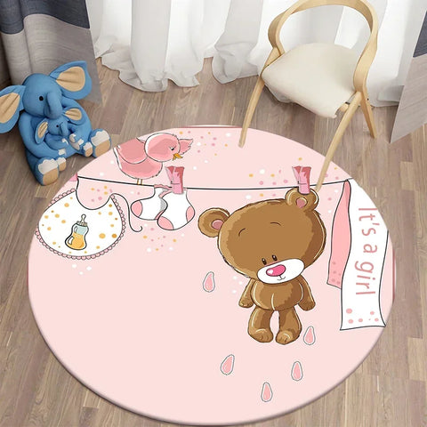 Navak Carpet Cartoon Cute Bear Round Carpet for Living Room Rugs Bath Mat for Children Room Mats Bedroom Carpets Baby Kids Room Home Decor