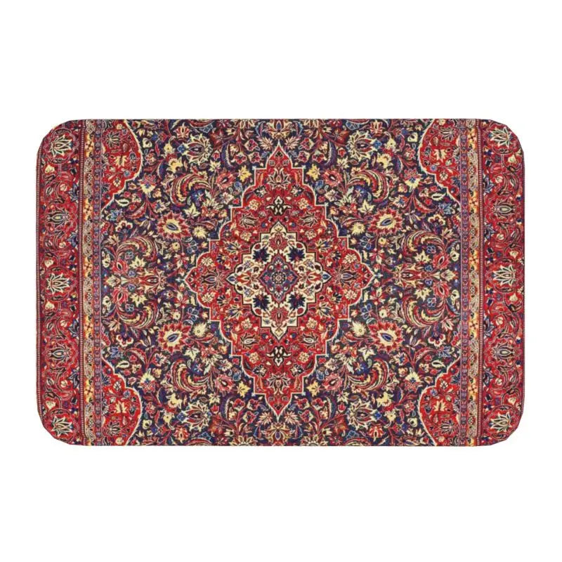 Navak Carpet Blue Antique Persian Isfahan Silk Rug With Animals Front Floor Door Entrance Mat Tribal Ethnic Floral Bath  Doormat Carpet Rug