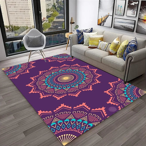 Navak Carpet 3D Mandala Bohemia Geometric Carpet Rug for Home Living Room Bedroom Sofa Kitchen Doormat Decor,Kid Area Rug Non-slip Floor Mat