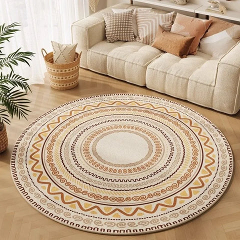 Navak Carpet Europe Bohemia Style Round Carpet Living Room Sofa Bedroom Bedside Study Kitchen Entrance Door Mat Non-slip Home Decor Rug