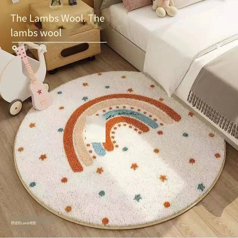 Navak Carpet Exclusive Picks Cartoon Round Imitation Cashmere Carpet Bedroom Bed Children's Room Small Animal Bed Mat Wear Resistant Cashmere Carpet