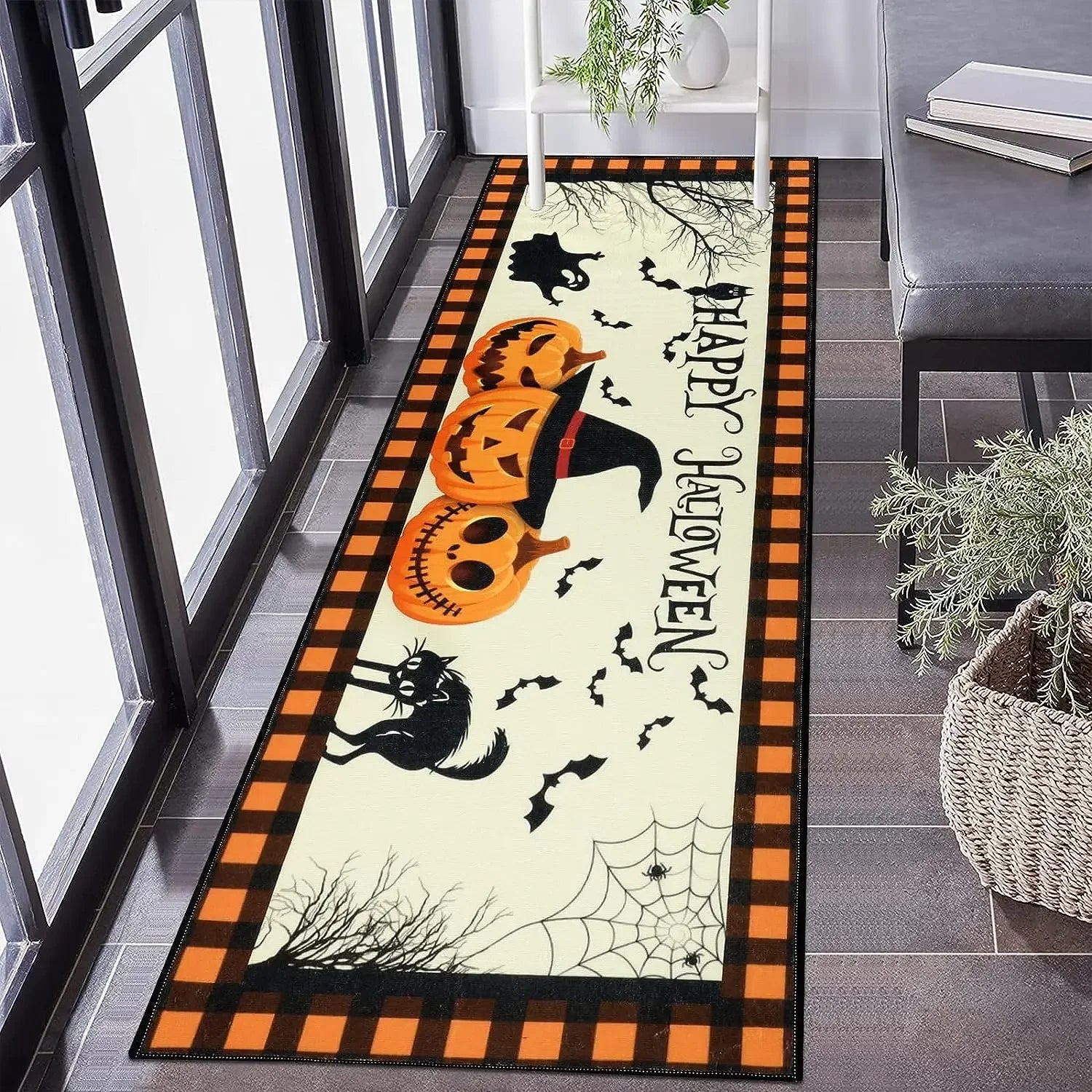 Navak Carpet Halloween Horror Pumpkin Kitchen Hallway Balcony Rugs Home Decor Bedroom Bedside Foot Mat Bathroom Laundry Room Anti-slip Mat