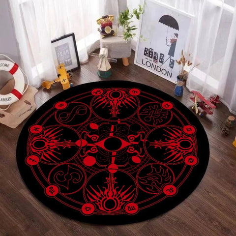 Navak Carpet Mystic Magic Circle Round Theme Interior Non-Slip Rug Bedroom Meditation Zone Ideal Decorative Rug