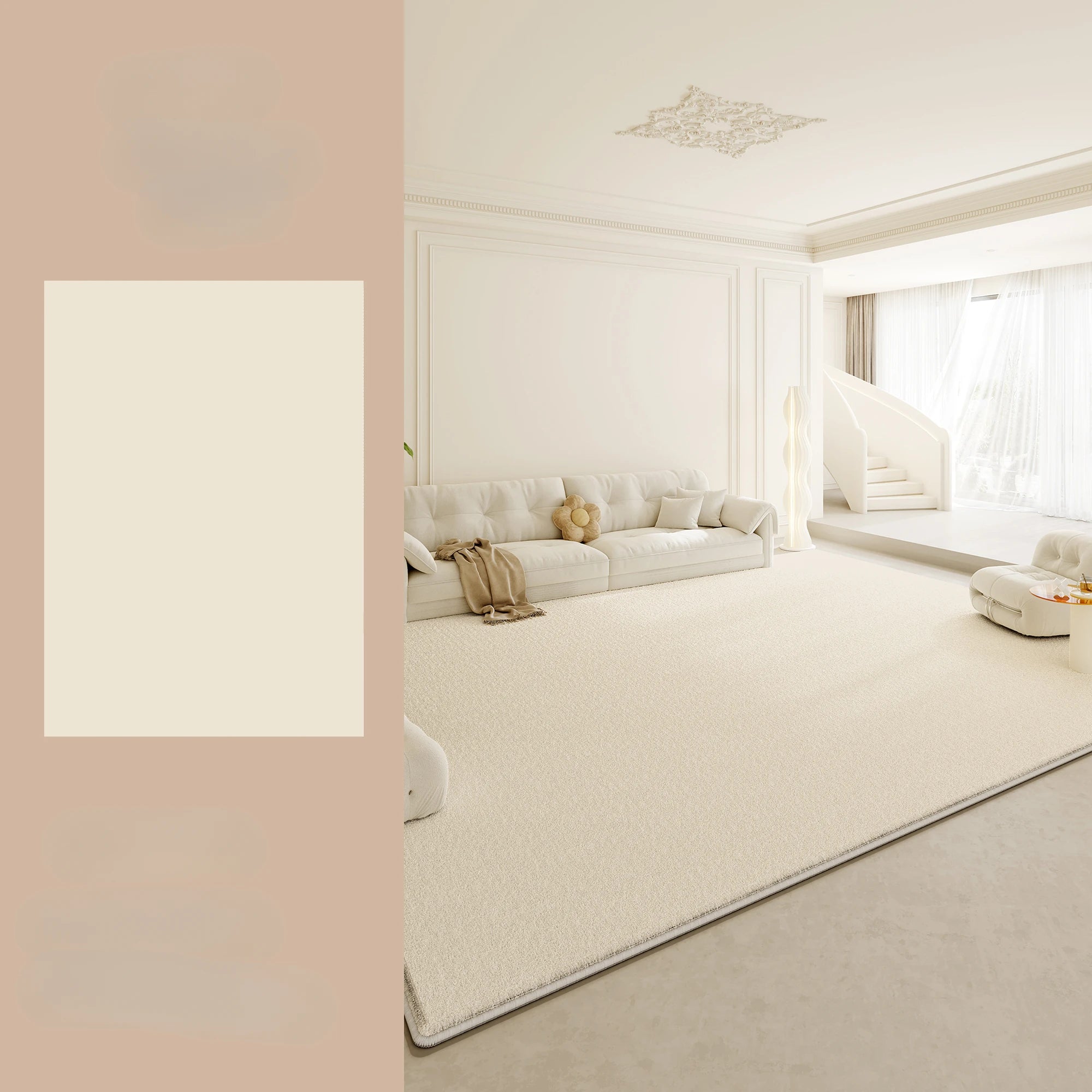 Navak Carpet Large Area Rugs for Bedroom Cream Style Living Room Decoration Plush Carpet Home Fluffy Soft Rug Thick Anti-slip Study Floor Mat
