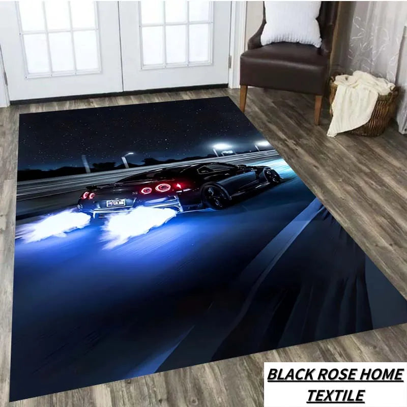 Navak Carpet Famous Sports Car G-gTR Racing Carpet Home Decoration Living Room Tea Table Office Desk Floor Mat Balcony Corridor Anti slip Rug