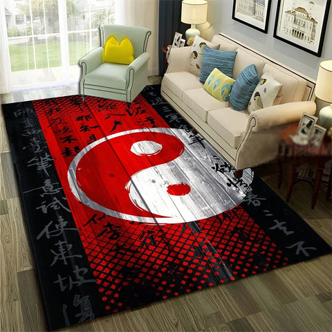 Navak Carpet Chinese 3D Tai Chi Bagua Yin Yang  Carpet Rug for Home Living Room Bedroom Sofa Doormat Decor,Child Area Rug Non-slip Floor Mat