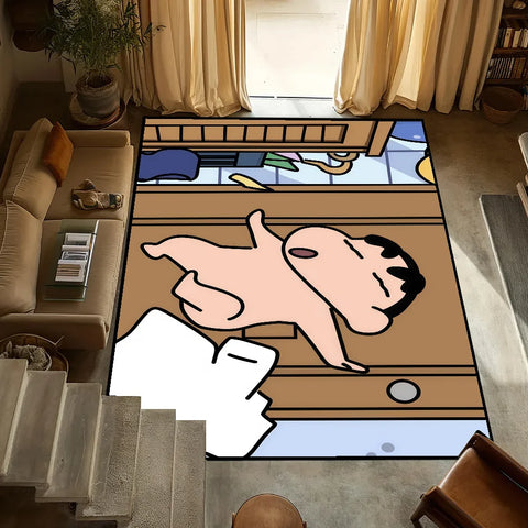 Navak Carpet Anti-Slip Cute C-chan Kitchen C-Crayon S-Shin Bedroom Tufted Rug cartoon Carpet time funny bath Living Room Entrance Decoration