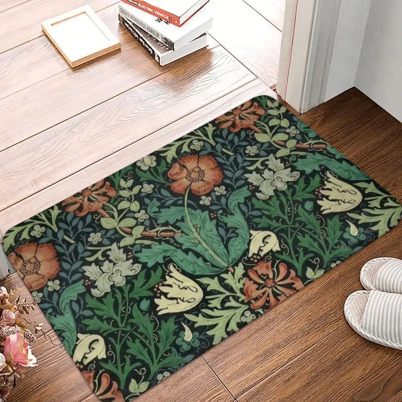 Navak Carpet Custom William Morris Compton Floral Art Nouveau Pattern Doormat Bath Door Floor Mat Textile Pattern Toilet Rug Carpet Footpad