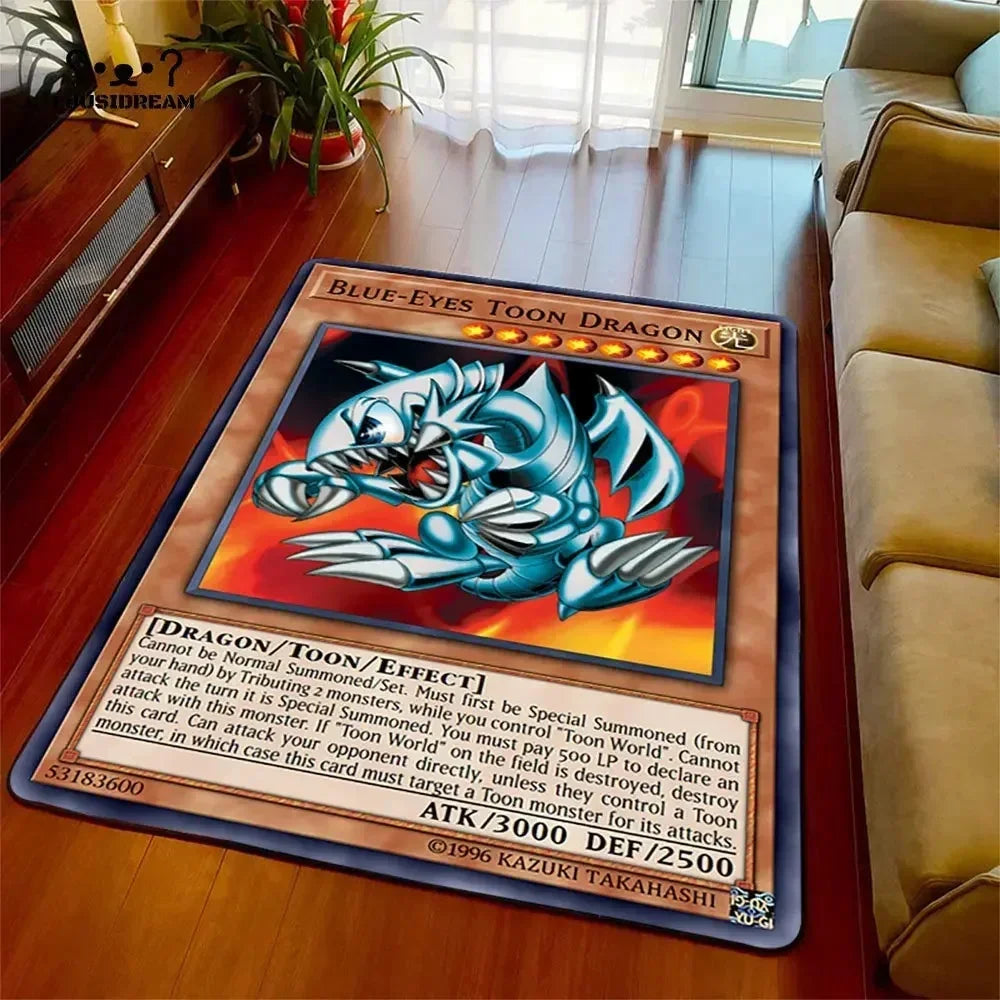 Navak Carpet Yu-Gi-Oh Blue Eyes White Dragon Anime Carpet Cartoon Floor Mat for Living Room and Bedroom Decorative Area Rug Perfect Gift
