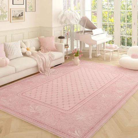 Navak Carpet Living Room Carpet Pink Flower Rug Big Size Home Decoration Floor Mat Soft Plush Room Decor Large Area Rugs Shaggy Bedroom