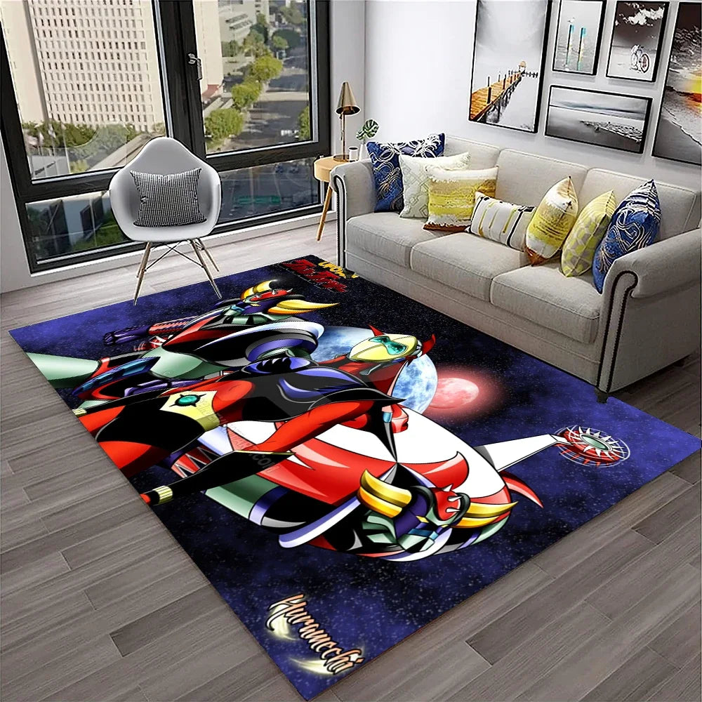 Navak Carpet 3D Cartoon UFO Robot Grendizer Anime Carpet Rug for Home Living Room Bedroom Sofa Doormat Decor,kids Area Rug Non-slip Floor Mat