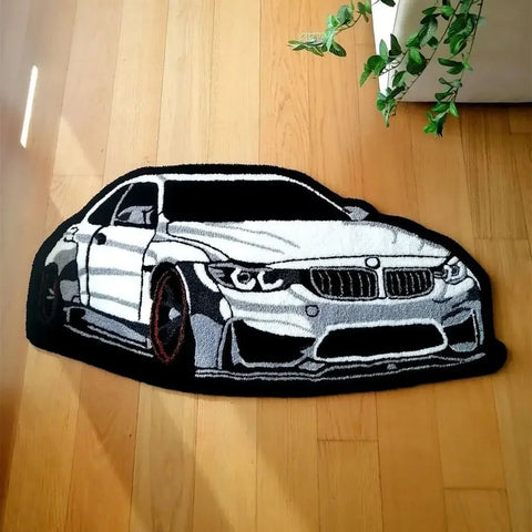 Navak Carpet Cool White Car Rug Digital Printing Technology Simple Housewarming Gift Handmade Non-Slip Decorative Carpet