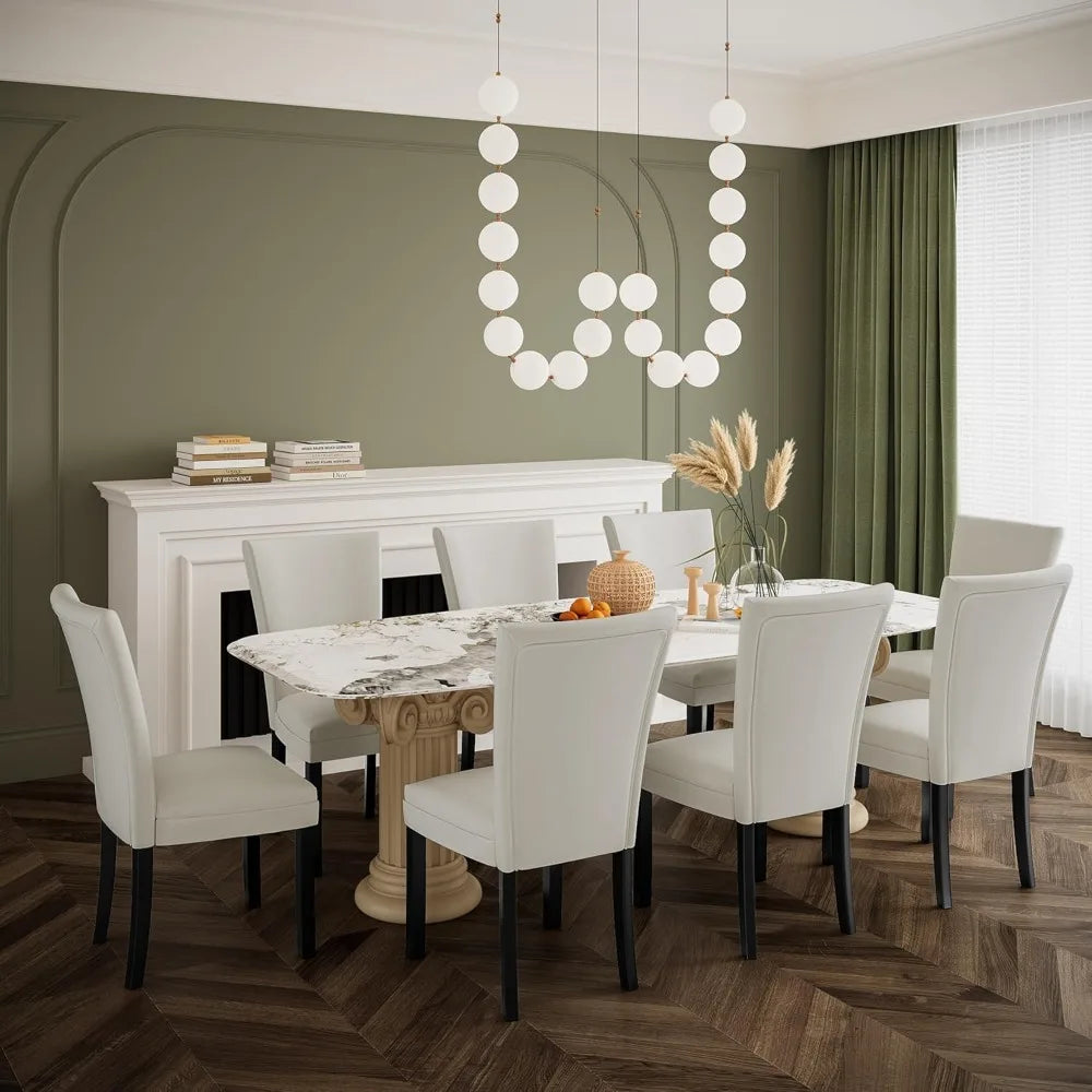 Navak Carpet Set of 2 Parsons Dining Chairs – Faux Leather Upholstered Side Chairs w/Solid Wood Legs for Dining & Living Room