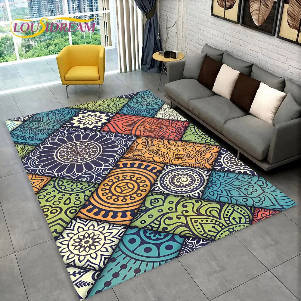 Navak Carpet Bohemia Mandala Geometric Area Rug,Carpet Rug for Home Living Room Bedroom Sofa Doormat Kitchen Decor,Kid Non-slip Floor Mats