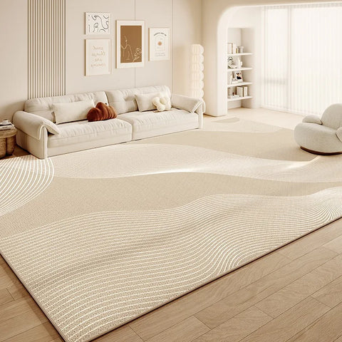 Navak Carpet Cream Abstract Luxurious Striped Carpet Artistic Creative Living Room Carpets Large Size Balcony Rug Easy To Clean Bedroom Rugs
