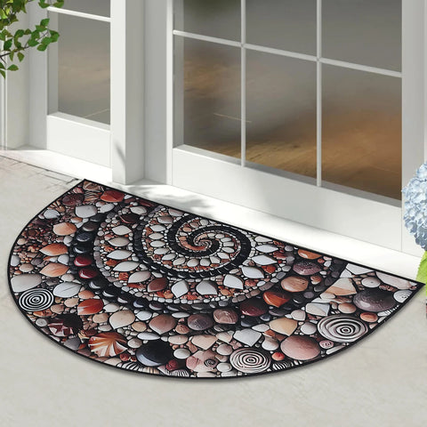 Navak Carpet Semi-circular Crystal Velvet Pebble Stereoscopic Living Room Carpet Visual Corridor Mat Hotel Bedroom Stone Floor Floor Door Mat