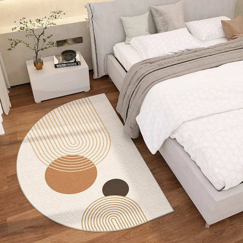 Navak Carpet Exclusive Picks Simple Lines Semi-Circular Carpet Durable And Easy To Clean Home Bedroom Bedside Rug Entrance Doormat Home Decor