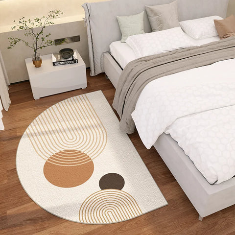 Navak Carpet Exclusive Picks Simple Lines Semi-Circular Carpet Durable And Easy To Clean Home Bedroom Bedside Rug Entrance Doormat Home Decor