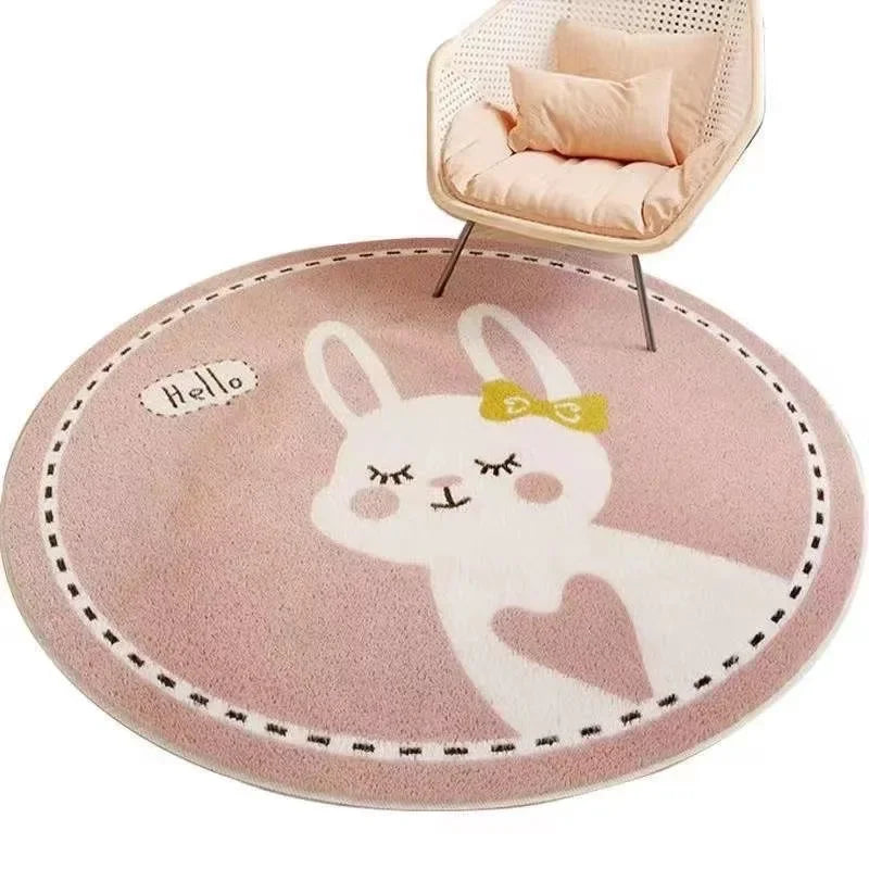 Navak Carpet Exclusive Picks Cartoon Round Imitation Cashmere Carpet Bedroom Bed Children's Room Small Animal Bed Mat Wear Resistant Cashmere Carpet