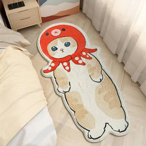 Navak Carpet Cat Imitation Cashmere Rug Bed Blanket Living Room Bedroom Floor Mat Machine Washable Cute Cartoon Bay Window Mat Household Rug