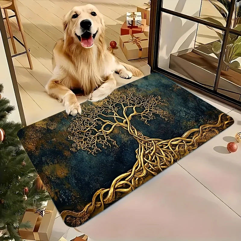 Navak Carpet 1pc Tree of Life Pattern Welcome Doormat, Non-slip Washable Entrance Rug for Home, Garden, Patio, Laundry Room
