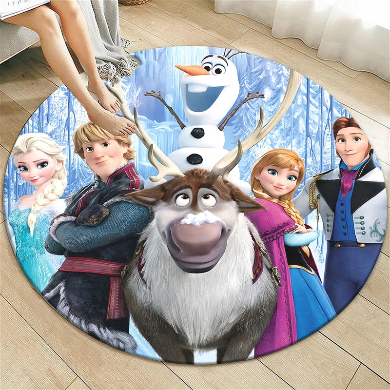 Navak Carpet Princess Elsa Cartoon Print Round Carpet, Bedroom Decorative Carpet, Living Room Bathroom Picnic Camping Entrance Non-slip Mat
