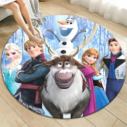 Navak Carpet Princess Elsa Cartoon Print Round Carpet, Bedroom Decorative Carpet, Living Room Bathroom Picnic Camping Entrance Non-slip Mat