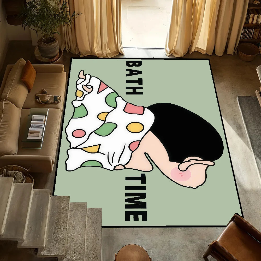 Navak Carpet Anti-Slip Cute C-chan Kitchen C-Crayon S-Shin Bedroom Tufted Rug cartoon Carpet time funny bath Living Room Entrance Decoration