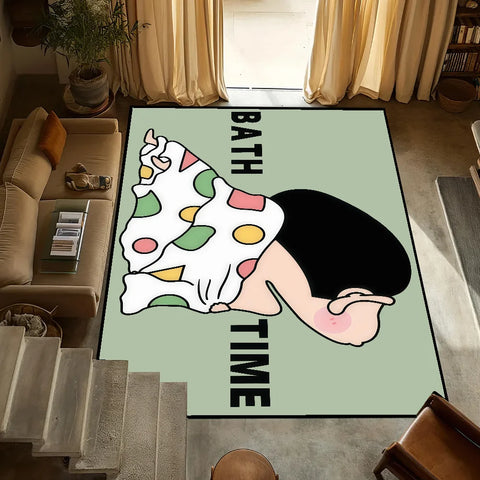 Navak Carpet Anti-Slip Cute C-chan Kitchen C-Crayon S-Shin Bedroom Tufted Rug cartoon Carpet time funny bath Living Room Entrance Decoration