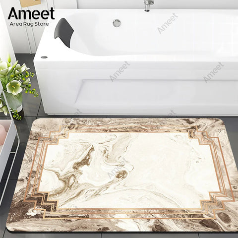 Navak Carpet Super Absorbent Floor Bath Mat Bathroom Shower Anti-slip Carpet Quick Dry Rubber Door Mat Nordic Luxury Marble Rug Home Decor