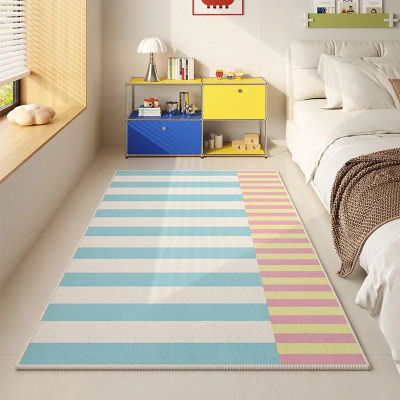 Navak Carpet Bedroom Floor Mat Non-slip Soft Comfortable Carpet Blue and White Wave Geometric Cute Rug Long Home Decoration Mats 침실 카펫