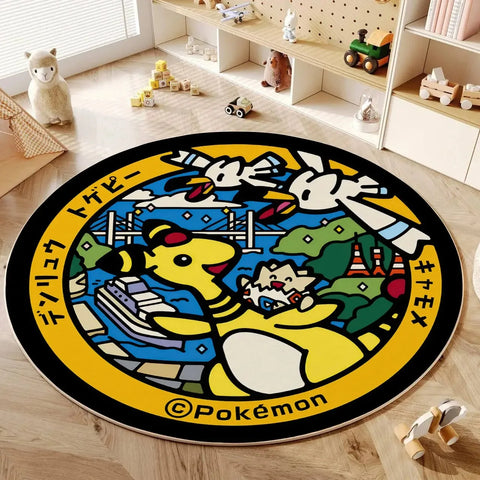 Navak Carpet Daily Picks Disney Anime Cartoon Pokemonzd Round Floor Mat Living Room Bedroom Rugs Cute Child Non-Slip Washable Carpet Home Decor