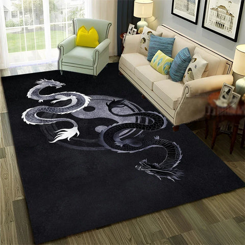 Navak Carpet Chinese 3D Tai Chi Bagua Yin Yang  Carpet Rug for Home Living Room Bedroom Sofa Doormat Decor,Child Area Rug Non-slip Floor Mat