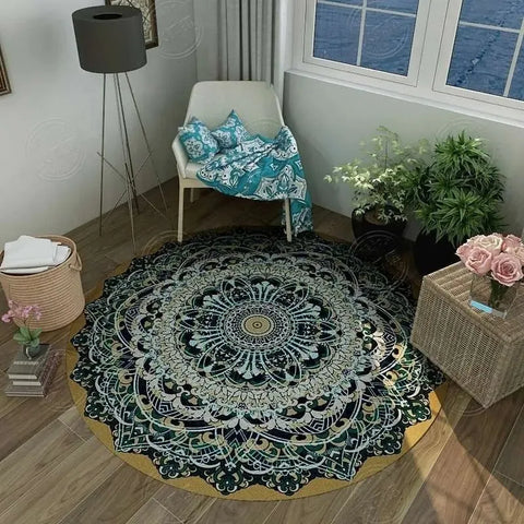 Navak Carpet Persian Retro Ethnic Style Round Living Room Rug Coffee Table Hanging Chair Swivel Chair Floor Mat Bedroom Bedside Rug